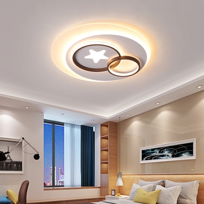 White Circles Flush Mount Lighting with Star Contemporary Led Indoor Flush Lamp in Warm/White, 16.5