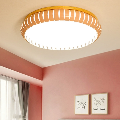 White/Pink/Green Circle Ceiling Mounted Fixture Acrylic Modern LED Flush Mount Lamp in Warm/White/Natural, 18