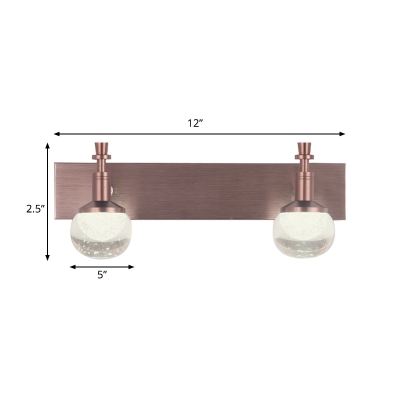 1/2/3 Lights Bathroom Vanity Light with Orb Textured Glass Shade Adjustable Led Wall Mounted Light in Copper, Warm/White Light