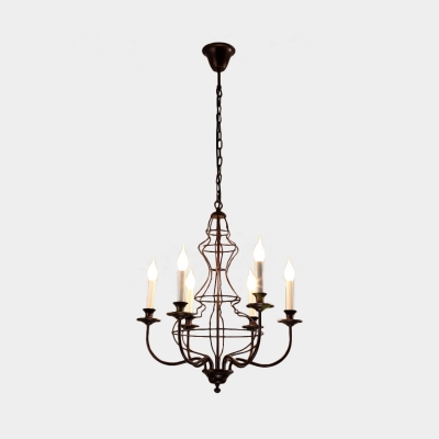 6/8 Lights Candle Hanging Ceiling Light Traditional Black/Coffee Ceiling Chandelier with Chain