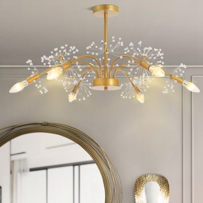 Burst Ceiling Chandelier with Clear/Frosted Crystal Accents Traditional Metal Hanging Pendant Light in Gold