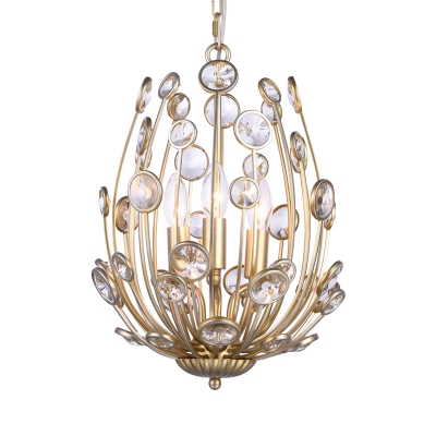 Champagne Gold Chandelier with Clear Crystal Vintage Style 3 Lights Hanging Lamp for Foyer