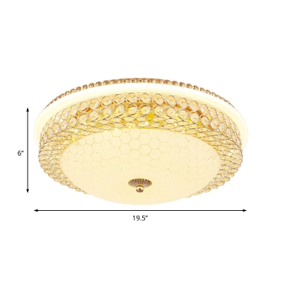 Clear Crystal Round Flush Light with Frosted Glass Diffuser Modernism Living Room Lighting, 16