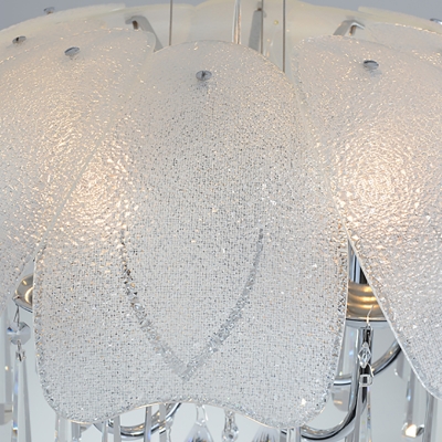 Dimple Glass Dome Chandelier Light 5 Lights Modernism Hanging Ceiling Light in Polished Chrome