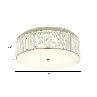 Modern White LED Flush Mount Light Flower/Round Acrylic Ceiling Lamp with Crystal for Bedroom