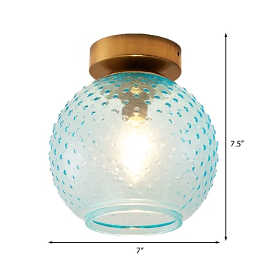 Pink/Yellow/Blue/Clear Glass Flush Mount Ceiling Light with Globe Shade Minimalism 1 Light Foyer Ceiling Mounted Fixture