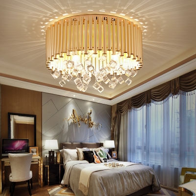 Round Ceiling Lamp Modern Metal Creative Ceiling Light with Glass Square for Living Room Bedroom