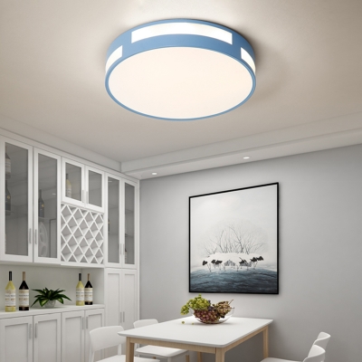 Round Flush Ceiling Light Modern Nordic Acrylic Shade LED Flushmount Light in Blue/Green/Pink/Yellow