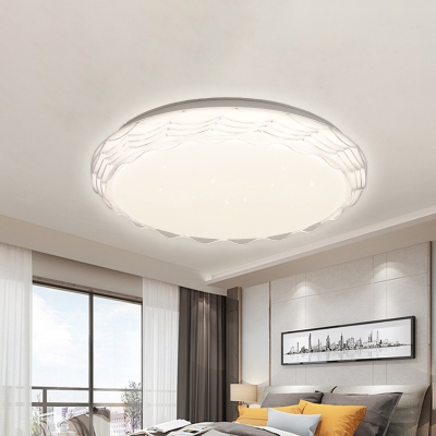 Scalloped Round Flush Lighting Modern Acrylic Led White Flush Mount Ceiling Light in White/Neutral/Warm