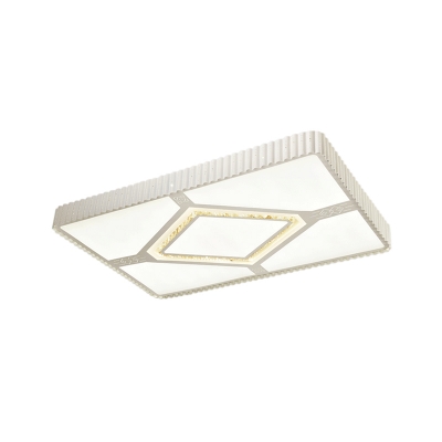 White Rectangle Flushmount Lighting Modern Metal Integrated Led Ceiling Flush Light for Living Room