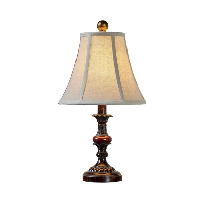 1-Light Bell Table Lighting Traditional Style Beige Fabric Shade Table Lamp for Bedside