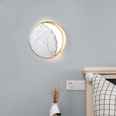 2 Lights Round Wall Light Fixture Post Modern Marble Indoor Wall Lamp for Living Room