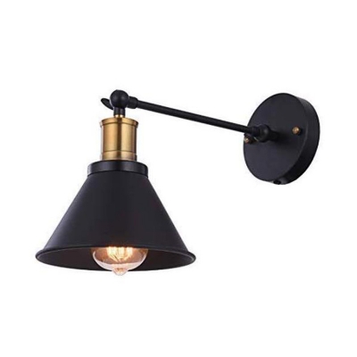 2 Packs Swing Arm Wall Sconce Light with Cone Metal Shade Industrial Style Wall Lighting with Plug-in Cord