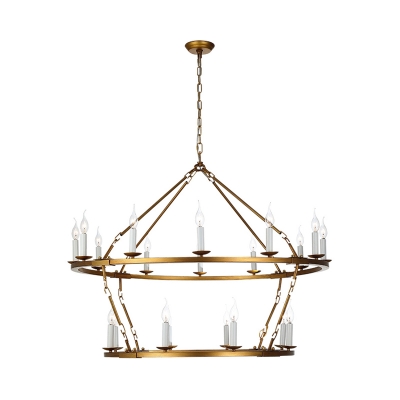 20 Lights 2 Tiers Chandelier Lighting Traditional Metal Gold Indoor Lighting for Living Room