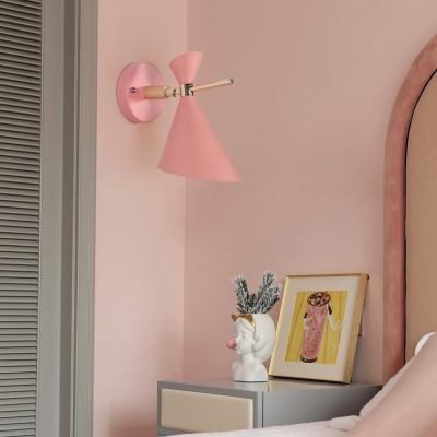 Angle Shade Wall Sconce Macaron Metal 1 Light Black/White/Pink/Yellow/Green Wall Sconce Light for Bedroom