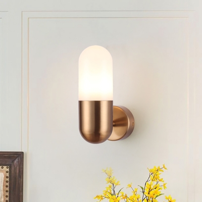 Capsule Wall Sconce Modernism Frosted Acrylic Shade 1 Light Wall Lighting in Black/Gold/Grey/White