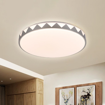Contemporary Round Led Flush Mount Lamp with Zigzag Pattern Acrylic Flush Ceiling Light in White, White/Neutral/Warm Light
