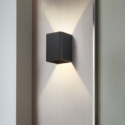 Cube Wall Light Fixture Simple 1 Light Up and Down LED Wall Sconce in Black/Bronze/Gold/White