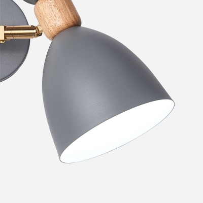Double Shade Metallic Wall Sconce Lighting Nordic 2 Bulbs Gray/Green Wall Mounted Lamp for Living Room