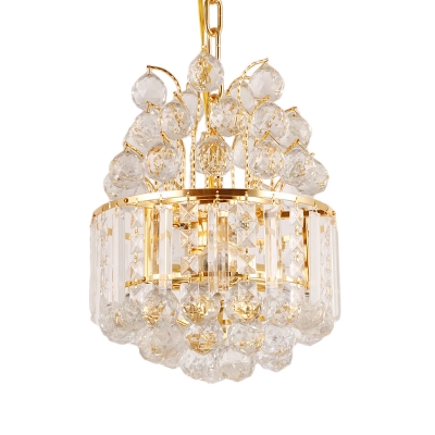 Mid-Century Modern Unique Hanging Lights Crystal Ball Hanging Pendant Light in Gold for Dining Room