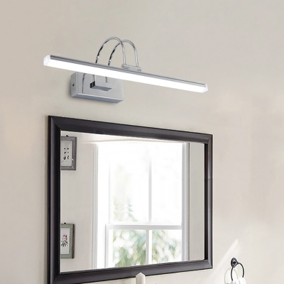 Modern Swing Arm Vanity Light Metal 1 Light Led Wall Lamp with Linear Shade
