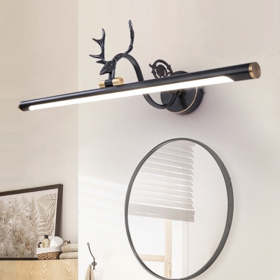 Modern Tube Vanity Lighting with Antler Metal Led Wall Lamp in Black/Aged Brass, 14