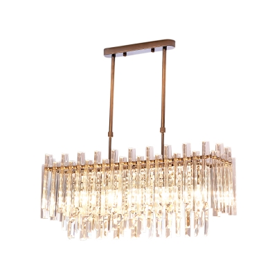 Modernism Round/Rectangle Chandelier Lamp Clear Faceted Crystal 5 Lights Chrome Pendant Light