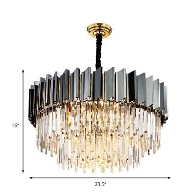 Silver Round Pendant Lighting Modern Crystal Metal Chandelier Light Fixture for Living Room