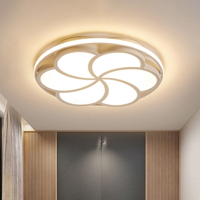 White Bloom Flush Light with Ring Integrated Led Modern Ceiling Flush Mount Light, White Light