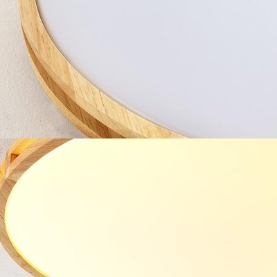 Wooden Round Ceiling Mount Light Fixture Contemporary Acrylic LED Ceiling Lamp, 14