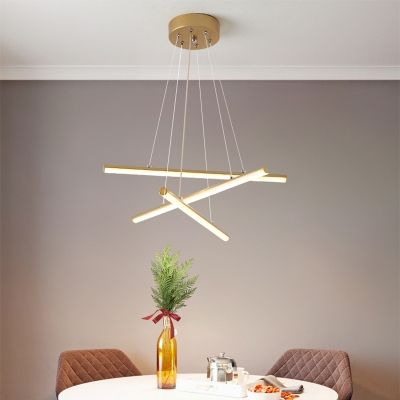3-Led Tube Chandelier Lamp Minimalist Metal Black/Gold Ceiling Pendant Light with Acrylic Diffuser