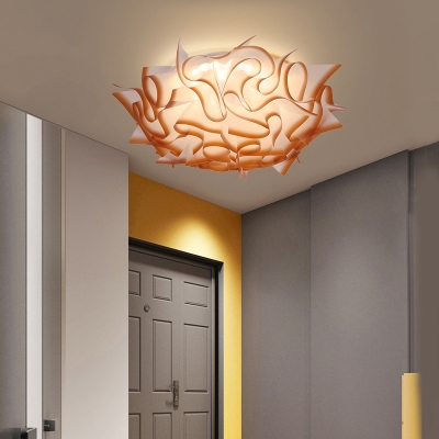 Acrylic Bloom Flush Ceiling Lamp Contemporary Led Ceiling Light Fixture in Blue/Brown/Orange