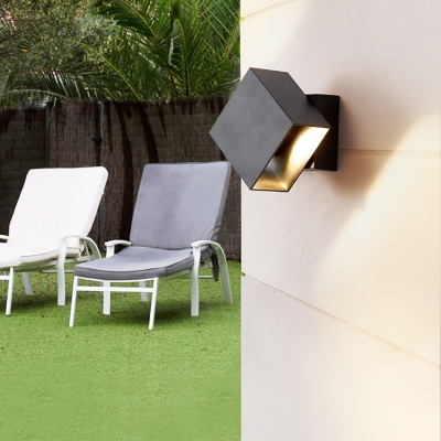 Angle Adjustable Cube Wall Mounted Lighting Simple Metal Waterproof Led Outdoor Lighting in Black/Grey/White