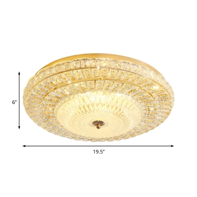 Clear Crystal Flushmount Ceiling Light Integrated Led Contemporary Flush Light with Glass Diffuser