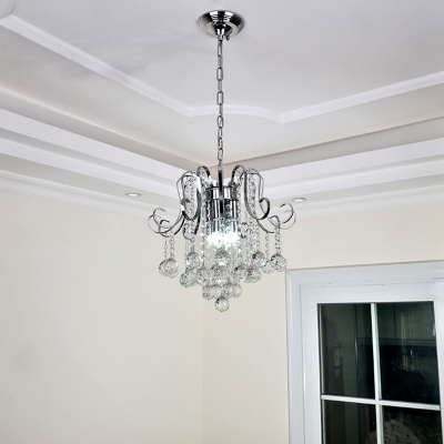 Crystal Ball Hanging Pendant Light Contemporary 4 Lights Chandelier Lamp for Foyer