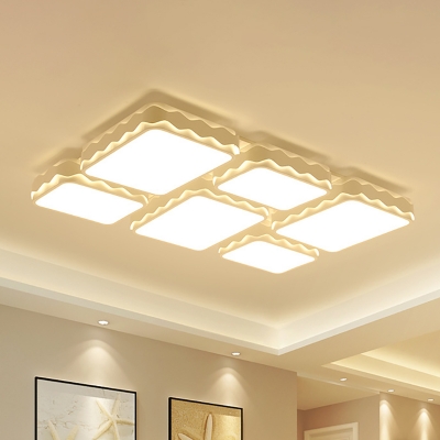 Drum/Square/Rectangle Ceiling Light Fixture Nordic Matte White Integrated LED Flush Mount Lighting in White Light