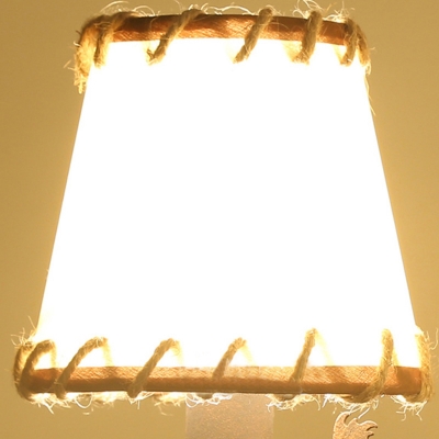 Fabric Trapezoid Lighting Sconce with Animal Decoration Vintage 2 Lights Wall Sconce Light in Rust