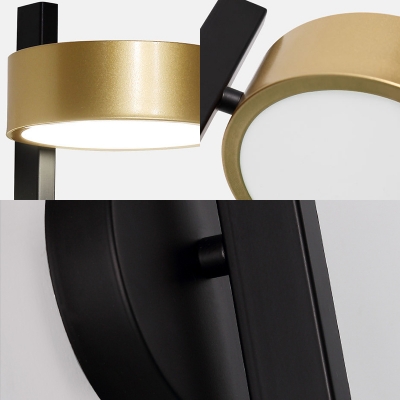 Mid Century Modern Drum Sconce Lighting Metallic Integrated Led Brass Wall Light Fixture