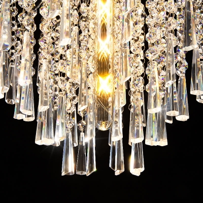 Modern Crystal Hanging Pendant Light Single Light Drop Light in Polished Chrome Finish for Living Room