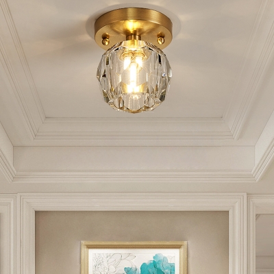 Round Design Crystal Ceiling Lamp Modern Metal Ceiling Light for Living Room Bedroom Corridor