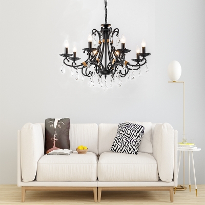 Traditional Multi Light Chandelier with Candle 3/6/8/10 Lights Dining Room Hanging Light in Black