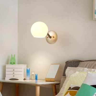 Blue/Clear/White Glass Globe Wall Lamp Modern Nordic 1 Light Wall Sconce Light for Living Room