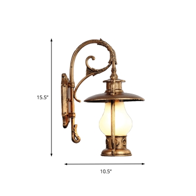 Brass/Black Finish Lantern Wall Sconce 1 Light Antique Metal Sconce Lighting Fixture for Warehouse