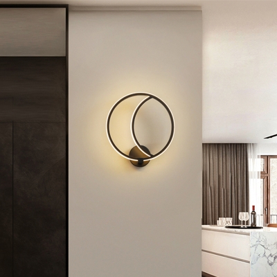Circle Ring Sconce Lighting Simple Modern Led Bedside Wall Mounted Light in Black