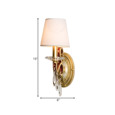 Conic Wall Mounted Light with/without Shade Country Metal 1 Bulb Sconce Light in Gold for Bedroom
