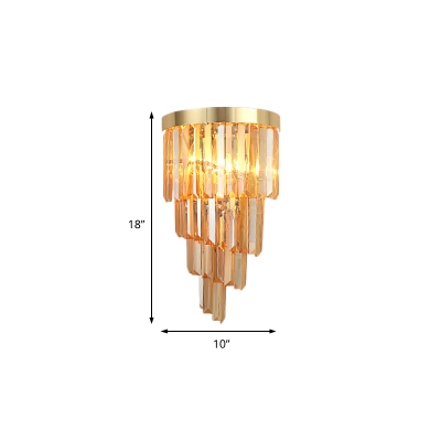 Contemporary Style Wall Light 2 Lights Amber/Clear/Smoke Gray Crystal Wall Lamp for Dining Room Bathroom
