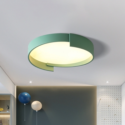 Green/Grey/White Circular Flushmount Lamp Modern Nordic Flush Lighting in White Light, 16