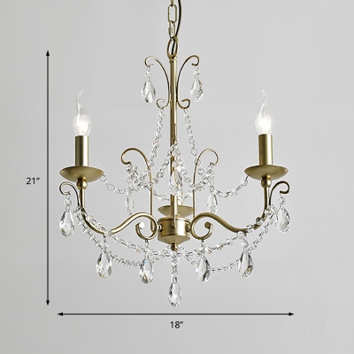 Mid-Century Candle Chandelier Pendant Light Crystal 3/6/8 Lights Chandelier Lamp in Gold for Indoor