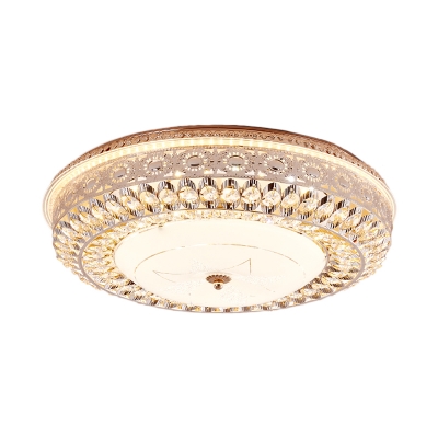 Modern Round Flush Ceiling Light Clear Crystal Led Indoor Ceiling Lamp for Living Room in Third Gear