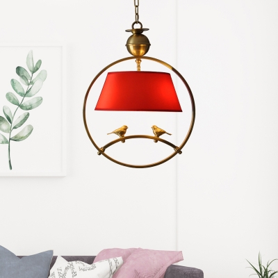 Black/White/Red Cone Shade Ceiling Pendant Country Style 1 Light Pendant Lamp with Metal Frame for Dining Room